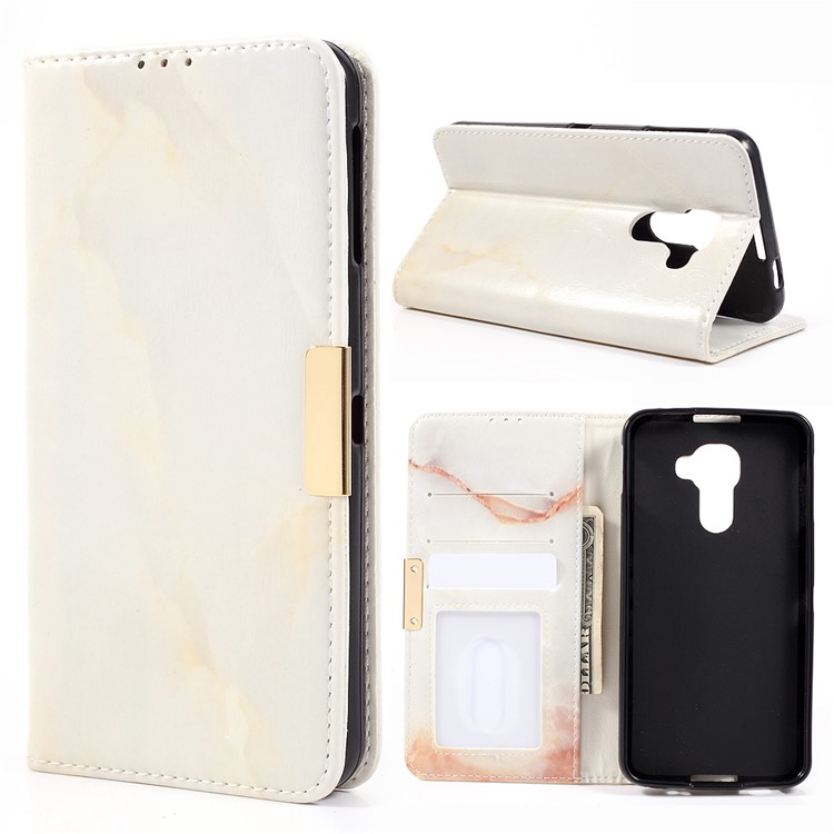 Marble Texture Wallet Leather Phone Case for BlackBerry DTEK60 - Brown-1