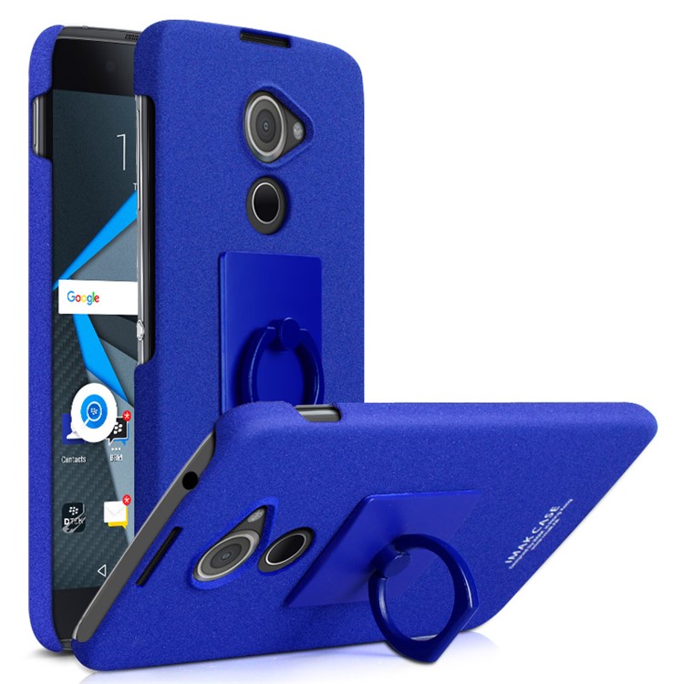 IMAK Ring Grip Stand Matte PC Phone Case for BlackBerry DTEK60 - Blue-1