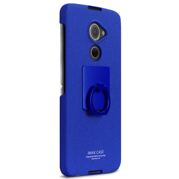 IMAK Ring Grip Stand Matte PC Phone Case for BlackBerry DTEK60 - Blue-2