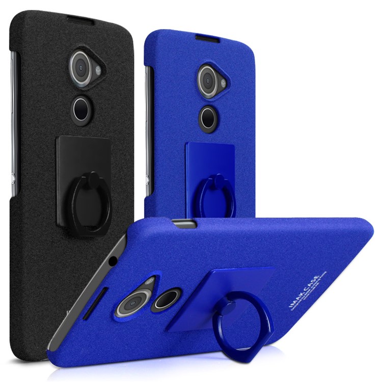 IMAK Ring Grip Stand Matte PC Phone Case for BlackBerry DTEK60 - Blue-7