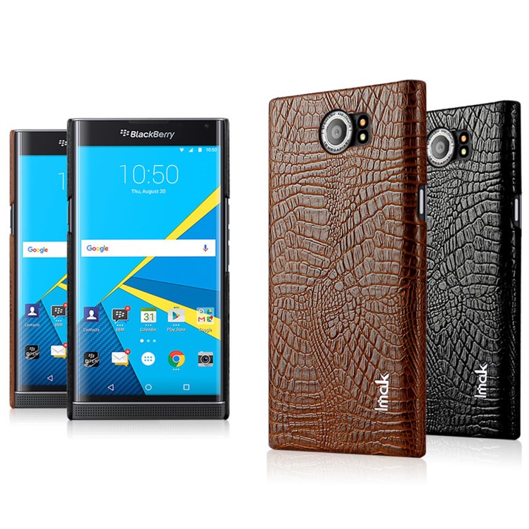 IMAK Ruiyi Series Crocodile Leather Coated PC Phone Case for BlackBerry Priv - Black-10