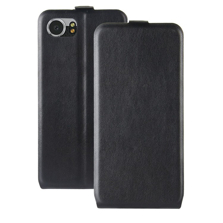 Crazy Horse Grain Vertical Flip Leather Phone Casing for BlackBerry Keyone - Black-1