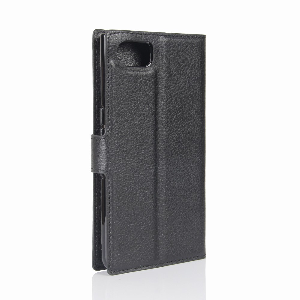 Litchi Grain Wallet Leather Stand Case for BlackBerry Keyone - Black-6
