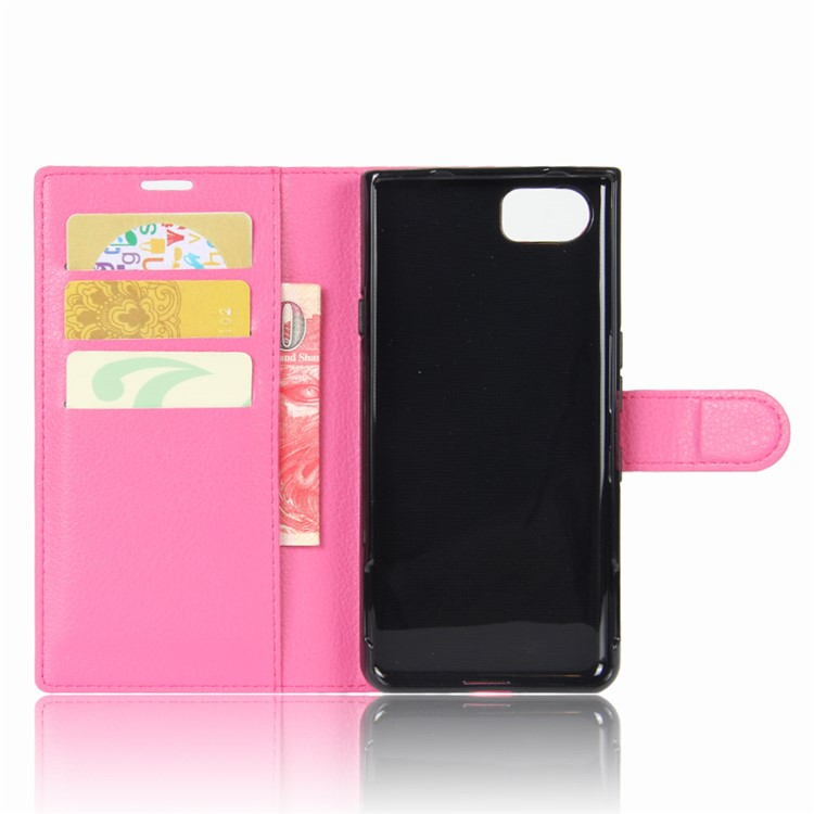 Litchi Grain Wallet Leather Magnetic Case for BlackBerry Keyone - Rose-3