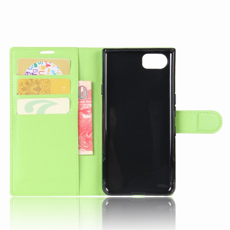 Litchi Grain Wallet Leather Mobile Phone Case for BlackBerry Keyone - Green-3