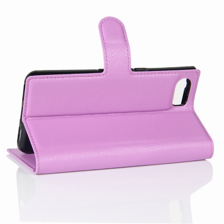 Litchi Grain Leather Wallet Case for BlackBerry Keyone - Purple-5