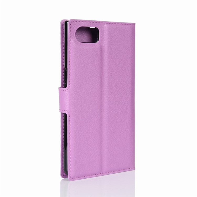 Litchi Grain Leather Wallet Case for BlackBerry Keyone - Purple-6