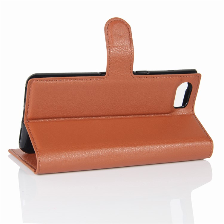 Litchi Grain Magnetic Leather Stand Case for BlackBerry Keyone - Brown-5