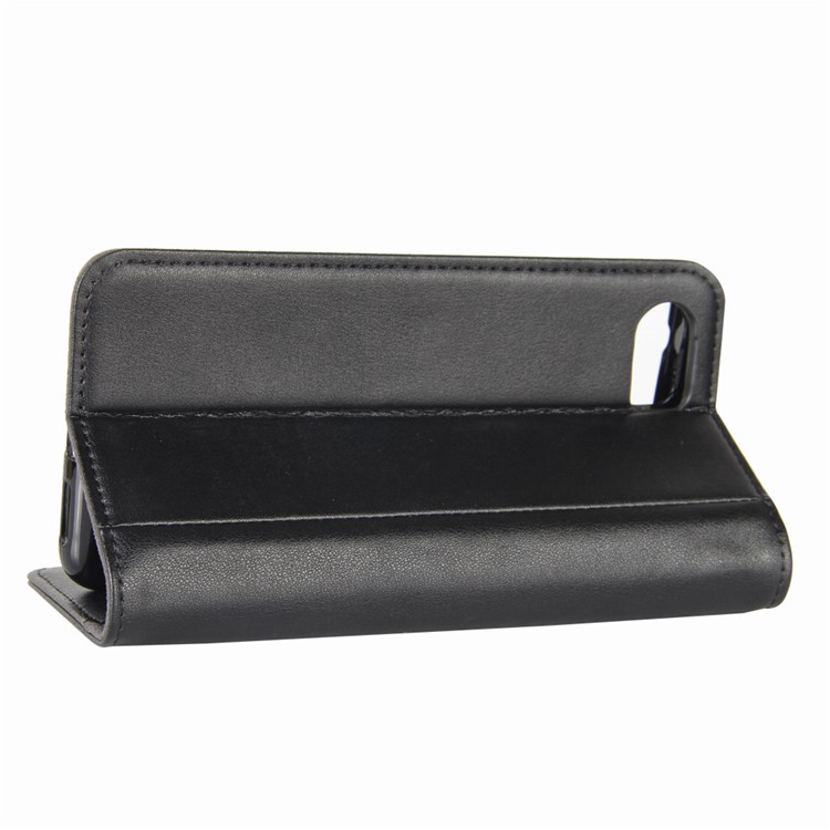 Genuine Split Leather Wallet Phone Casing Cover with Stand for BlackBerry Keyone - Black-4