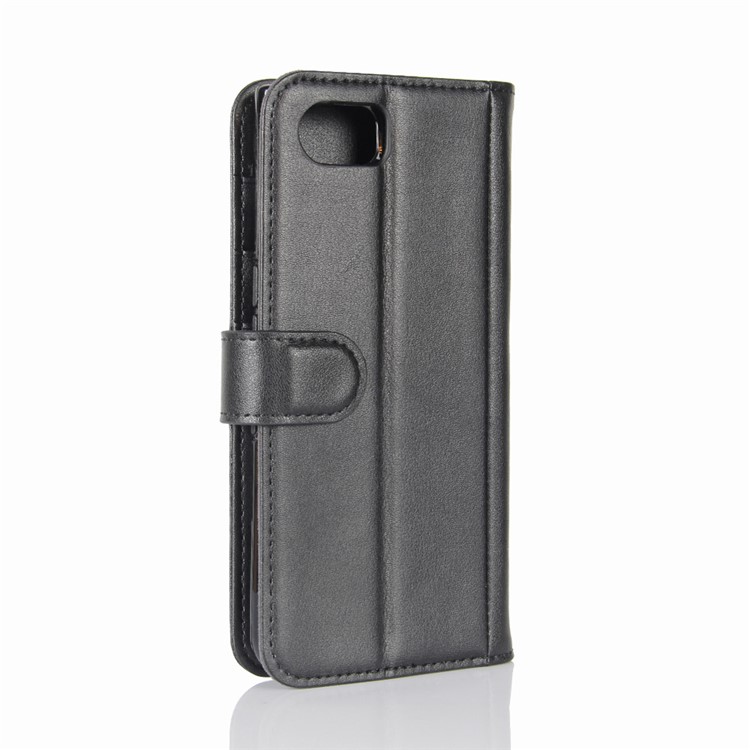 Genuine Split Leather Wallet Phone Casing Cover with Stand for BlackBerry Keyone - Black-5