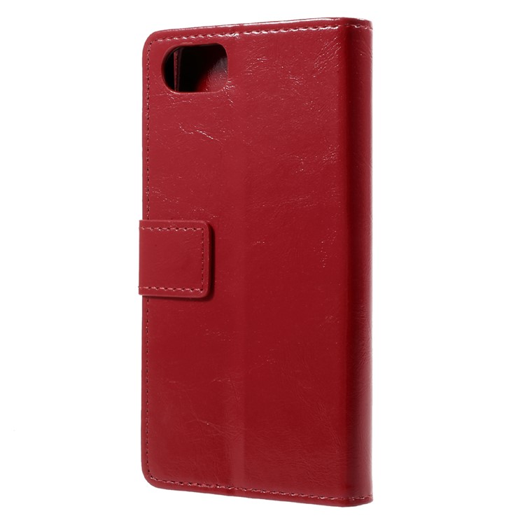 Crazy Horse Skin PU Leather Wallet Cover for BlackBerry Keyone - Red-3