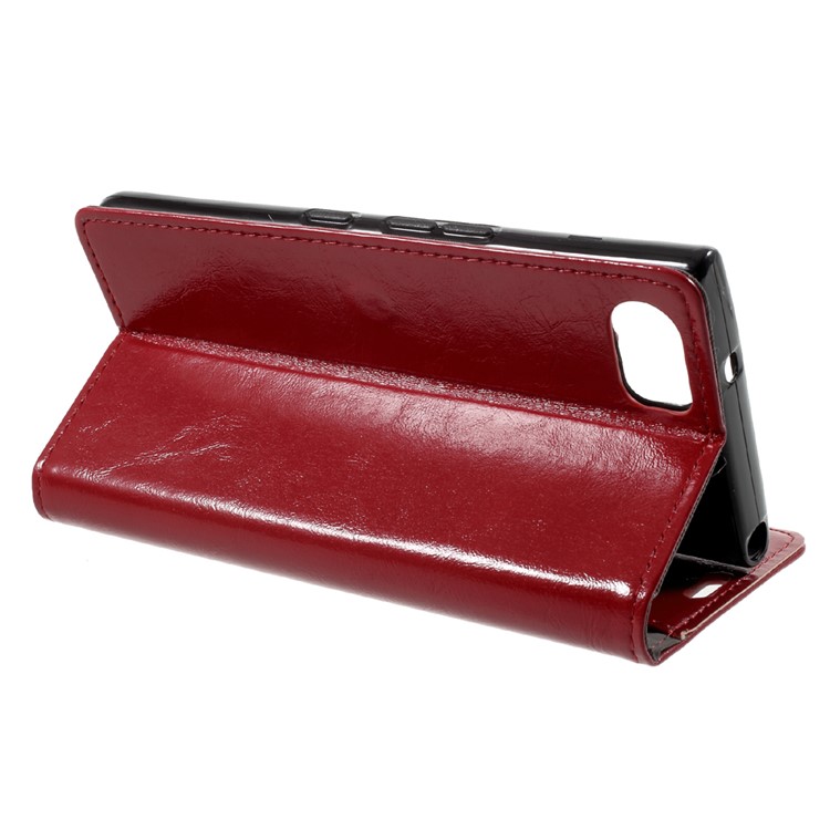 Crazy Horse Skin PU Leather Wallet Cover for BlackBerry Keyone - Red-4