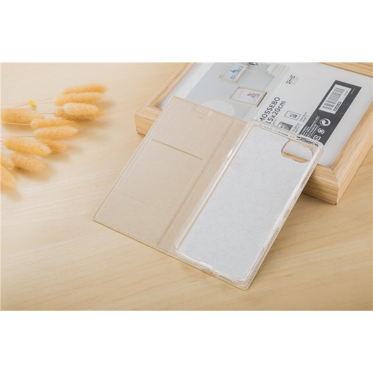 VILI DMX Folio Leather Stand Phone Cover with Card Holder for BlackBerry Keyone - Beige-3