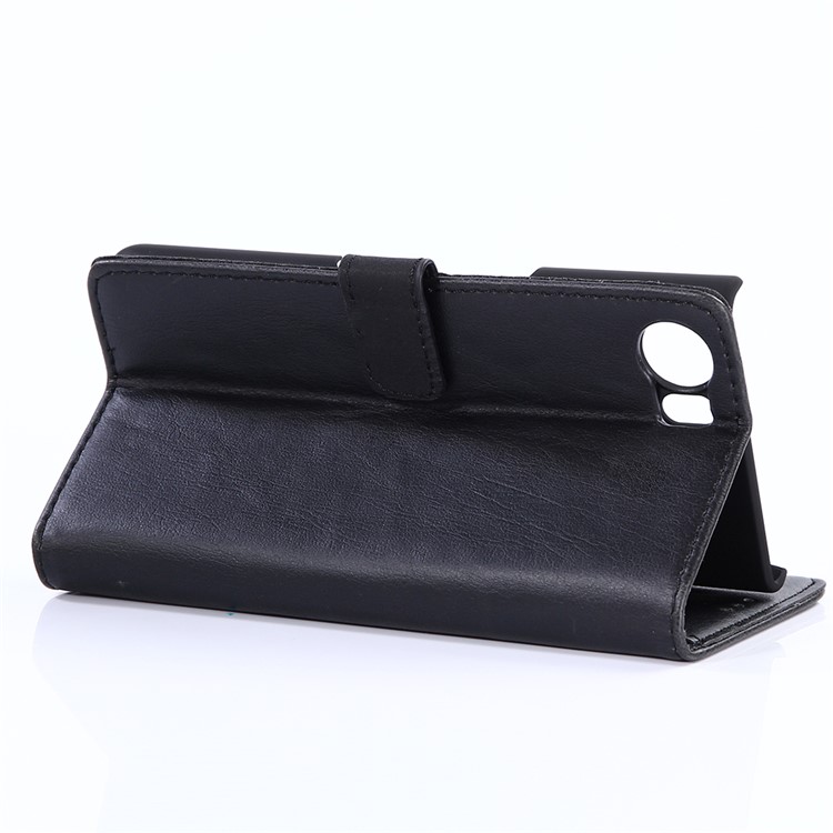 Crazy Horse Wallet Stand Leather Case for BlackBerry Keyone - Black-4