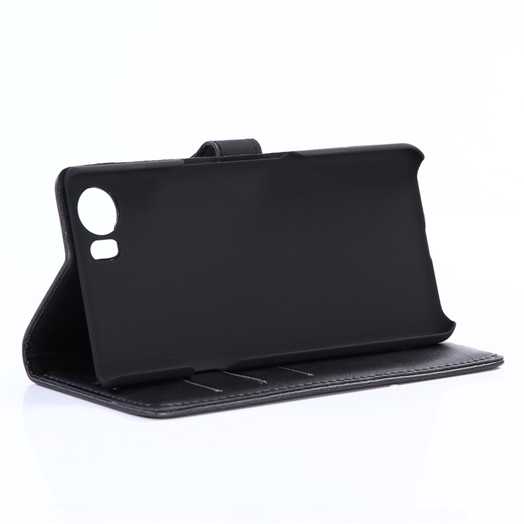 Crazy Horse Wallet Stand Leather Case for BlackBerry Keyone - Black-5
