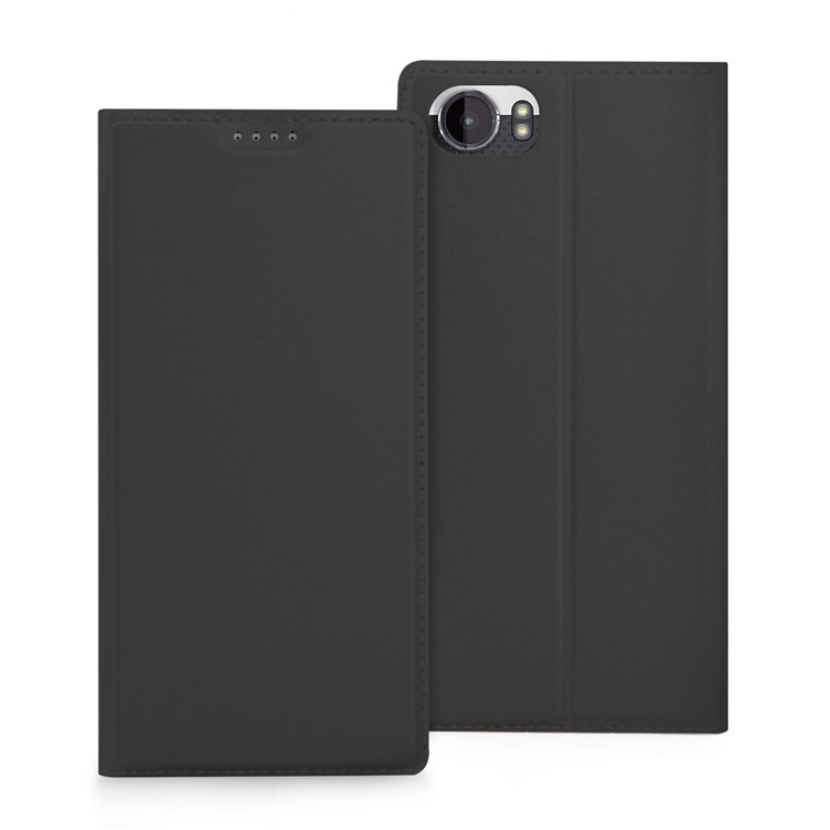 Auto-absorbed Leather Card Holder Stand Phone Case for BlackBerry Keyone - Black-4