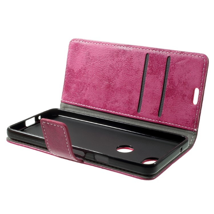 Retro Style Folio Flip Wallet Stand Leather Case for Google Pixel 2 - Rose-5