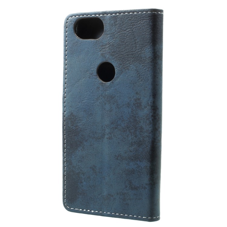 Retro Style Caed Holder Leather Mobile Phone Shell for Google Pixel 2 - Dark Blue-2