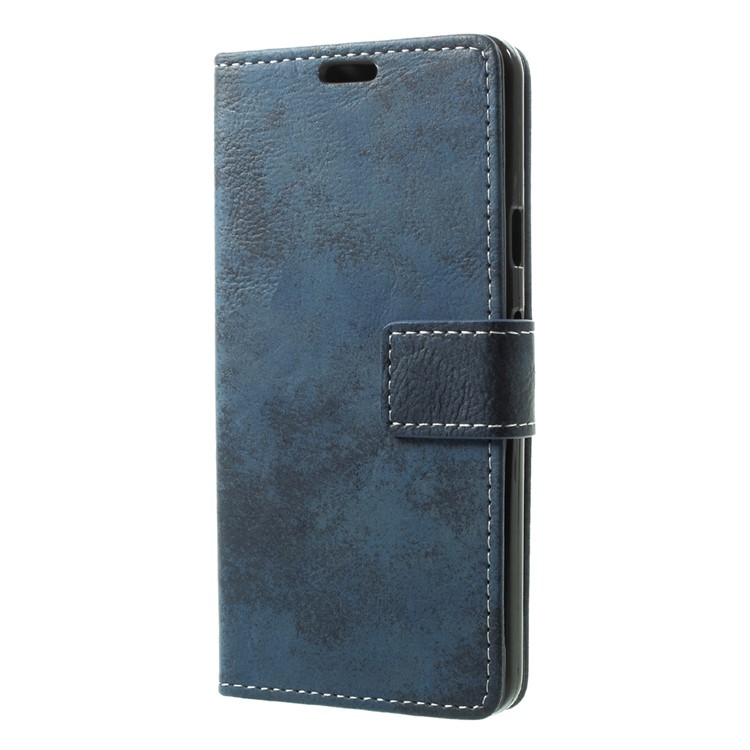 Retro Style Caed Holder Leather Mobile Phone Shell for Google Pixel 2 - Dark Blue-3