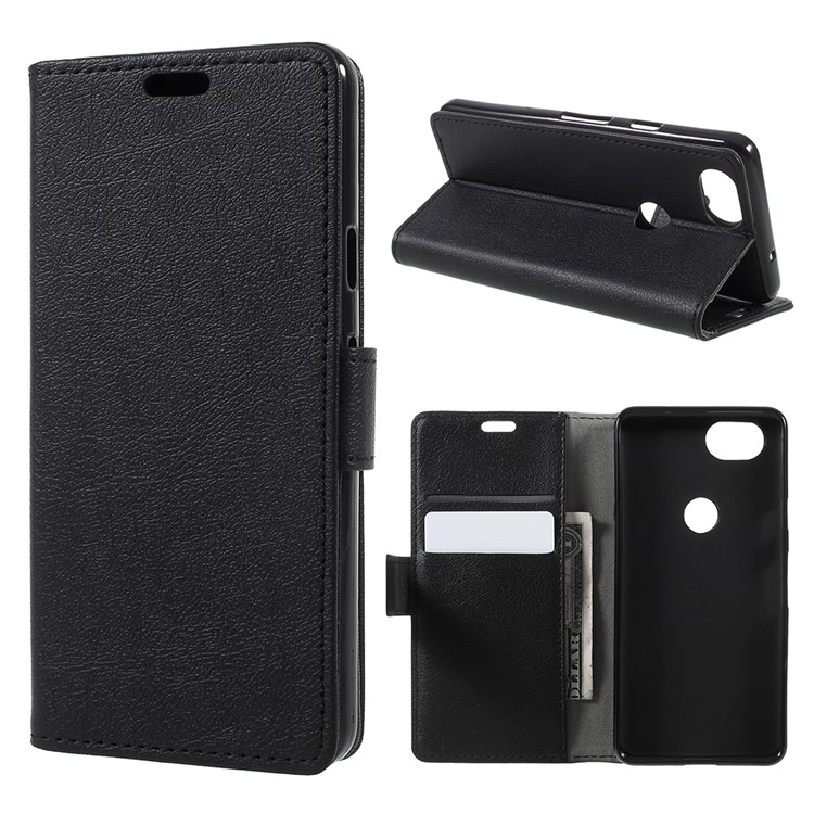 For Google Pixel 2 Litchi Texture Stand Leather Wallet Case - Black-1