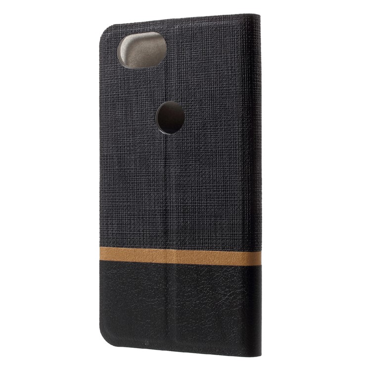 Cross Pattern Leather Card Holder Phone Case (Built-in Steel Sheet) for Google Pixel 2 - Black-2