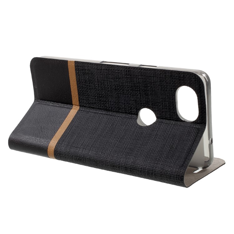 Cross Pattern Leather Card Holder Phone Case (Built-in Steel Sheet) for Google Pixel 2 - Black-4