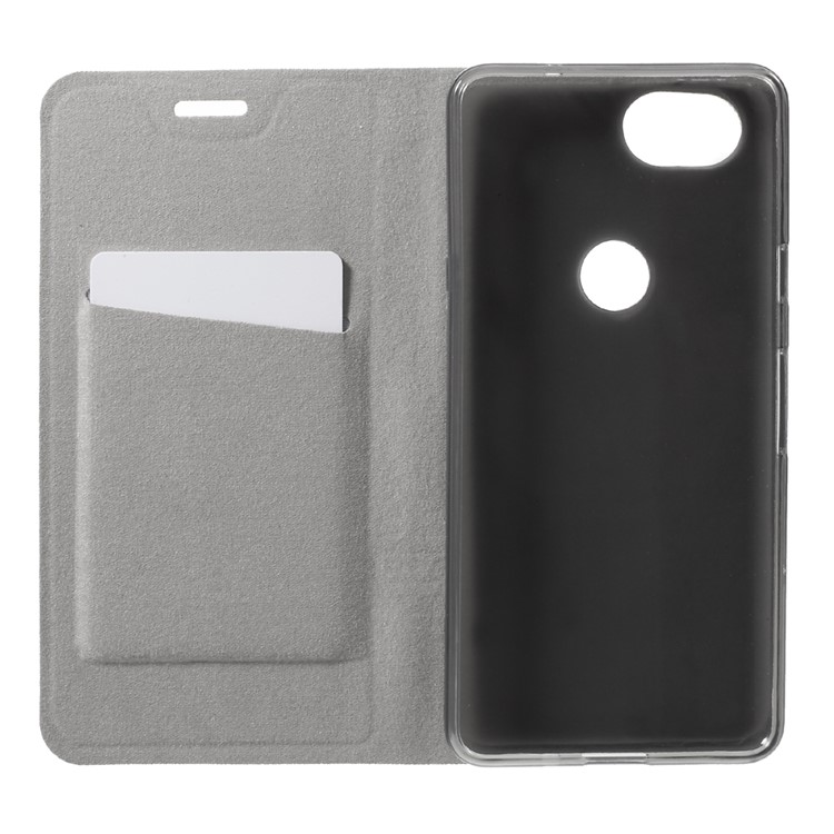 Cross Pattern Leather Card Holder Phone Case (Built-in Steel Sheet) for Google Pixel 2 - Black-5