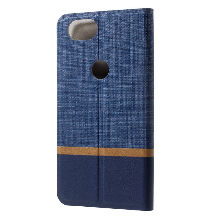 Cross Pattern Leather Card Holder Phone Shell (Built-in Steel Sheet) for Google Pixel 2 - Blue-2