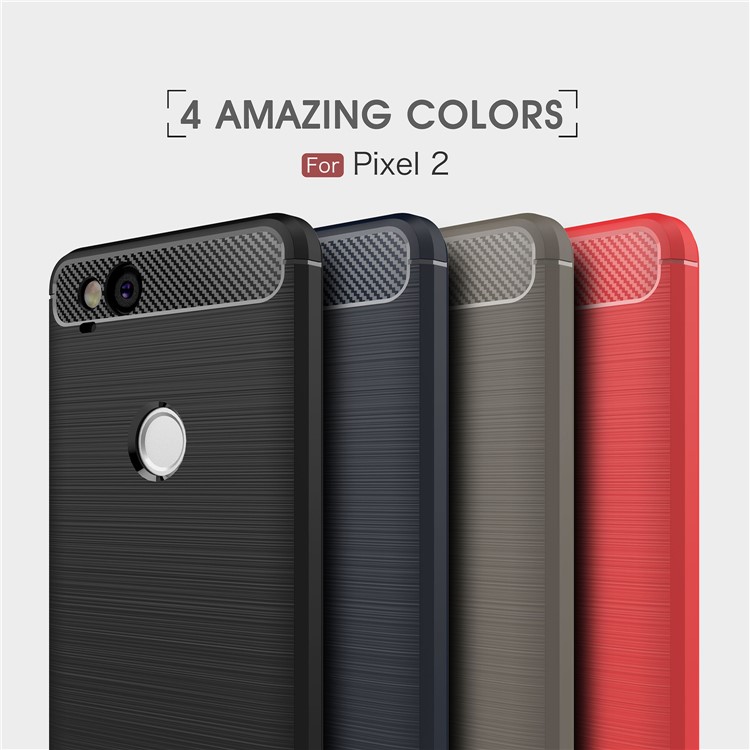 Carbon Fiber Texture Brushed Soft TPU Back Cover Case for Google Pixel 2 - Grey-3