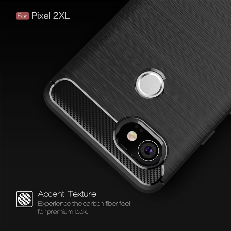Carbon Fiber Texture Brushed Soft TPU Back Case for Google Pixel 2XL - Black-4
