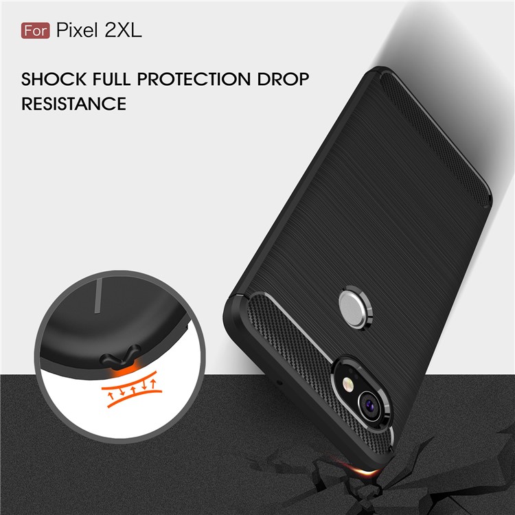 Carbon Fiber Texture Brushed Soft TPU Back Case for Google Pixel 2XL - Black-6