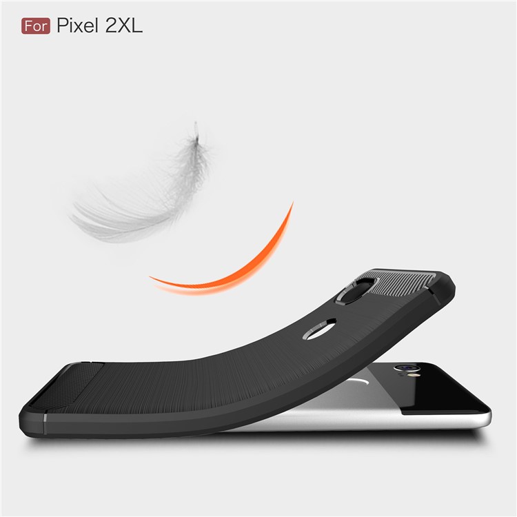 Carbon Fiber Texture Brushed Soft TPU Back Case for Google Pixel 2XL - Black-7