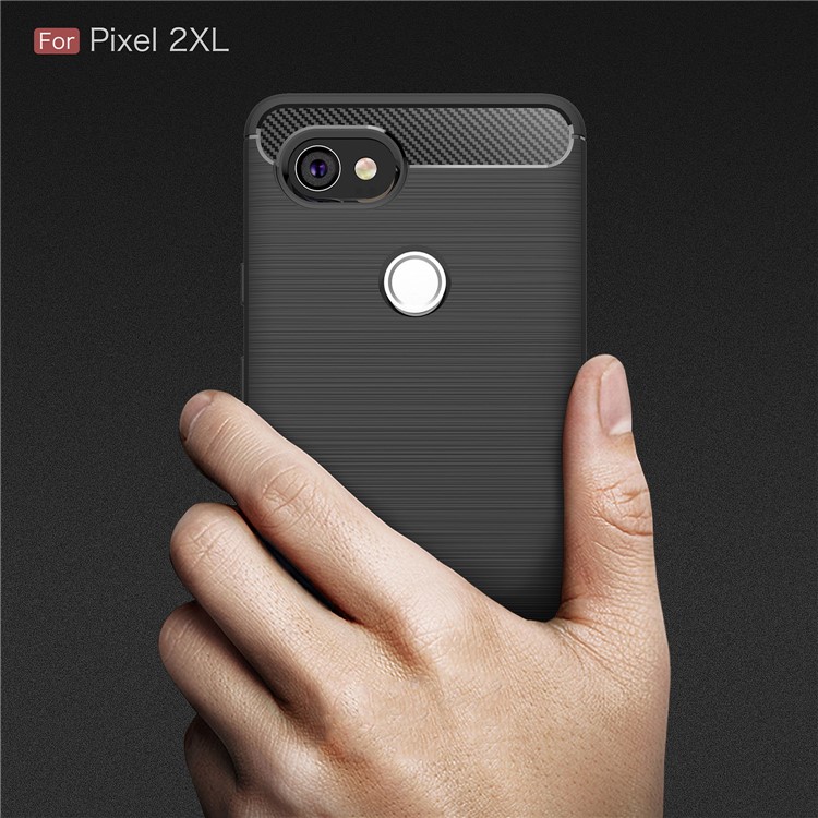 Carbon Fiber Texture Brushed Soft TPU Back Case for Google Pixel 2XL - Black-8