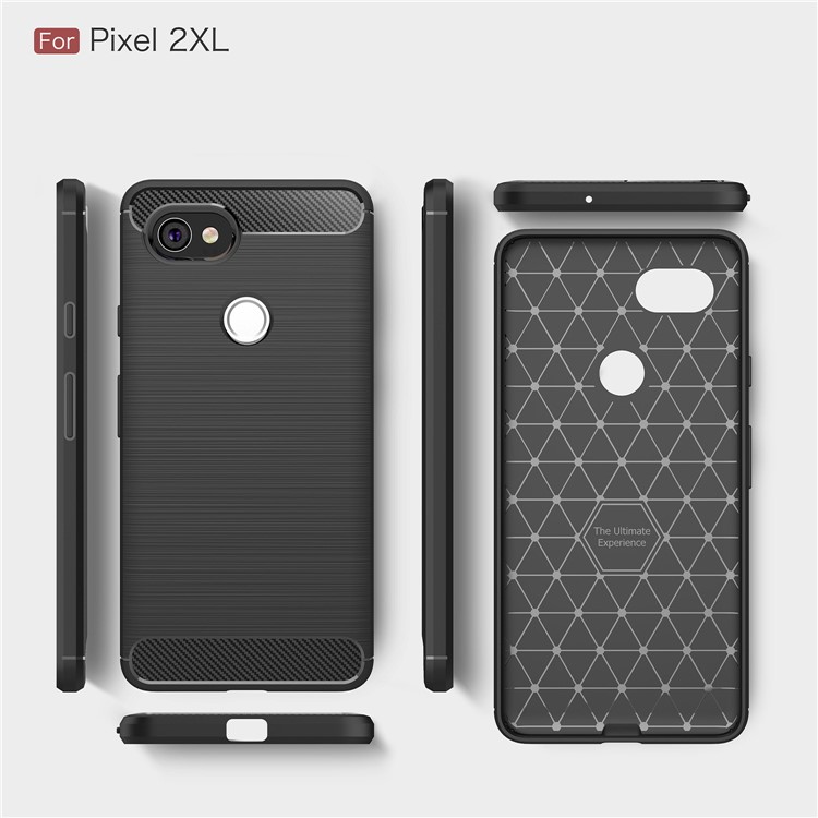 Carbon Fiber Texture Brushed Soft TPU Back Case for Google Pixel 2XL - Black-9