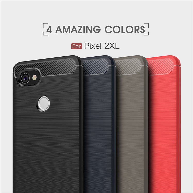 Carbon Fiber Texture Brushed Soft TPU Mobile Phone Shell for Google Pixel 2XL - Grey-3