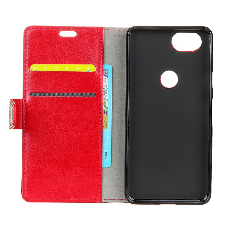 Crazy Horse PU Leather Wallet Stand Phone Shell for Google Pixel 2 - Red-4