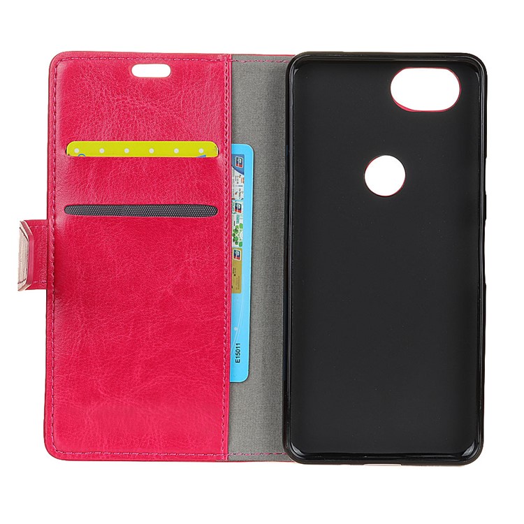 Crazy Horse PU Leather Wallet Phone Case with Stand for Google Pixel 2 - Rose-5