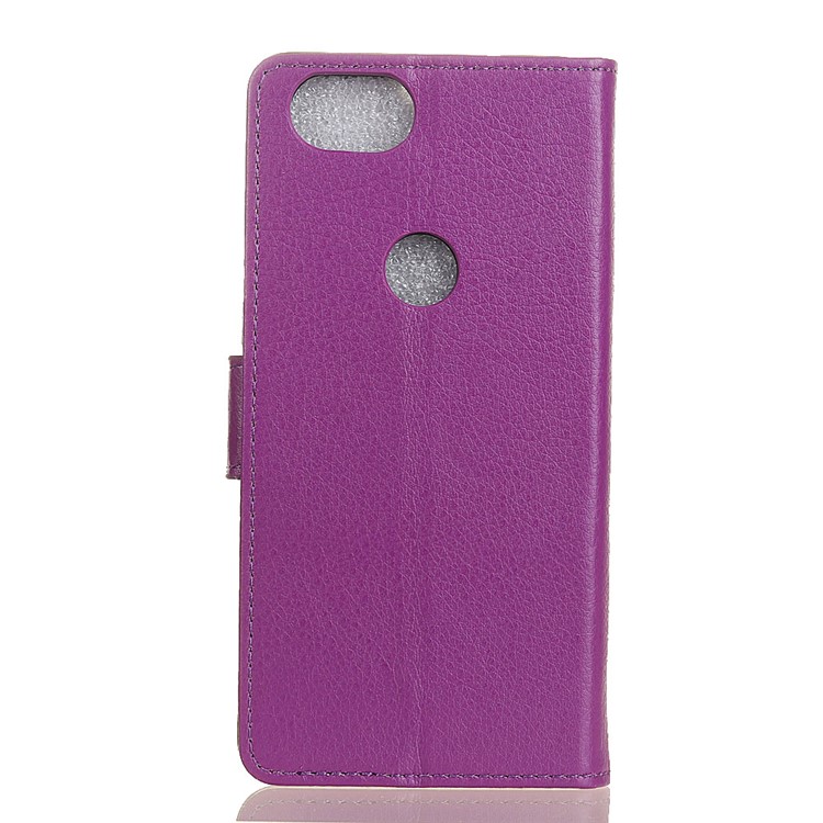 For Google Pixel 2 Litchi Skin Leather Stand Wallet Folio Phone Shell - Purple-2