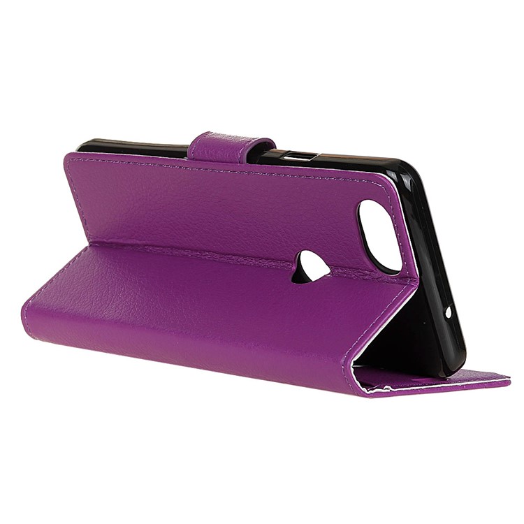 For Google Pixel 2 Litchi Skin Leather Stand Wallet Folio Phone Shell - Purple-4