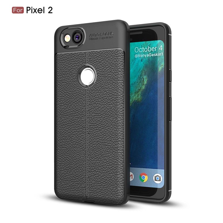 Litchi Grain Soft TPU Phone Case for Google Pixel 2 - Black-1