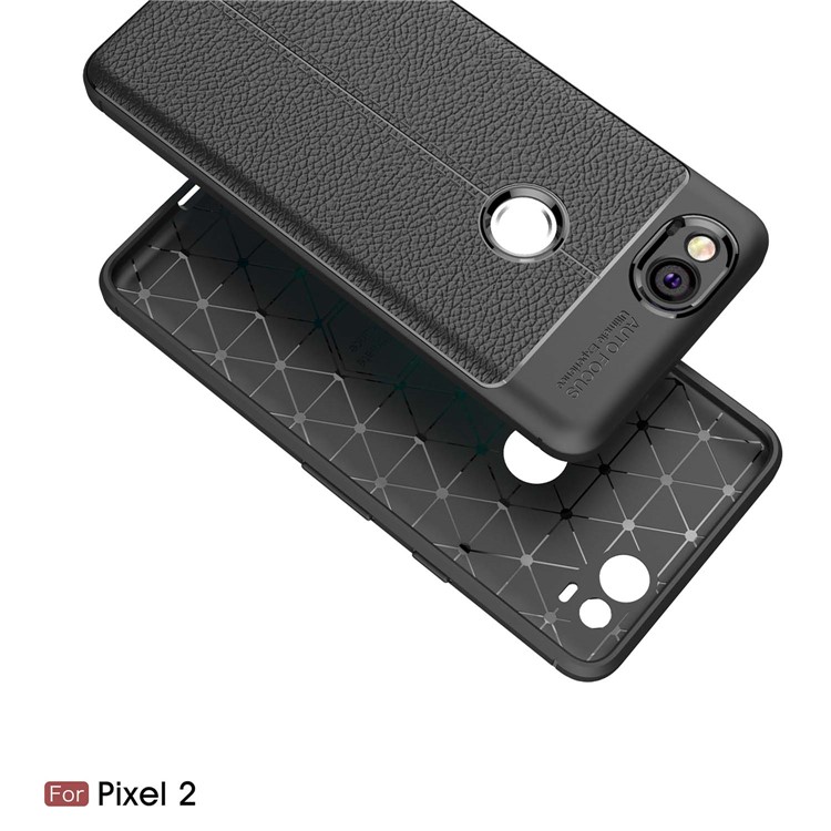Litchi Grain Soft TPU Phone Case for Google Pixel 2 - Black-2