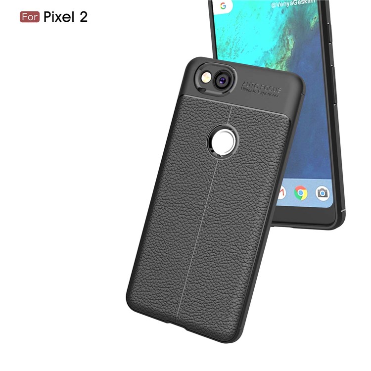 Litchi Grain Soft TPU Phone Case for Google Pixel 2 - Black-6