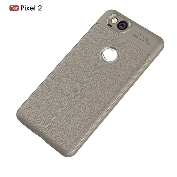 Litchi Grain Soft TPU Shell for Google Pixel 2 - Grey-2