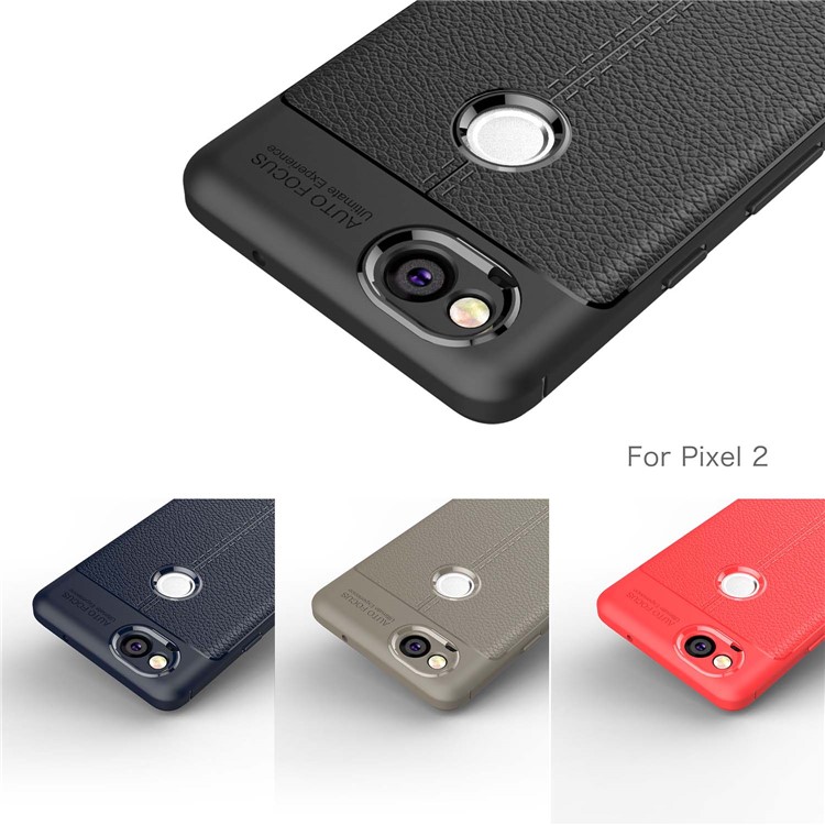 Litchi Grain Soft TPU Shell for Google Pixel 2 - Grey-4