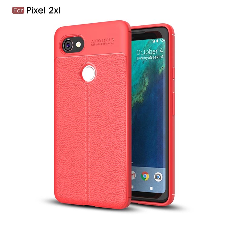 Litchi Grain TPU Case Shell for Google Pixel XL2 - Red-1