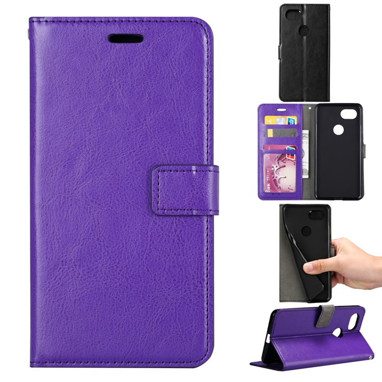 BTRCASE Crazy Horse PU Leather Wallet Case for Google Pixel 2 XL - Purple-1