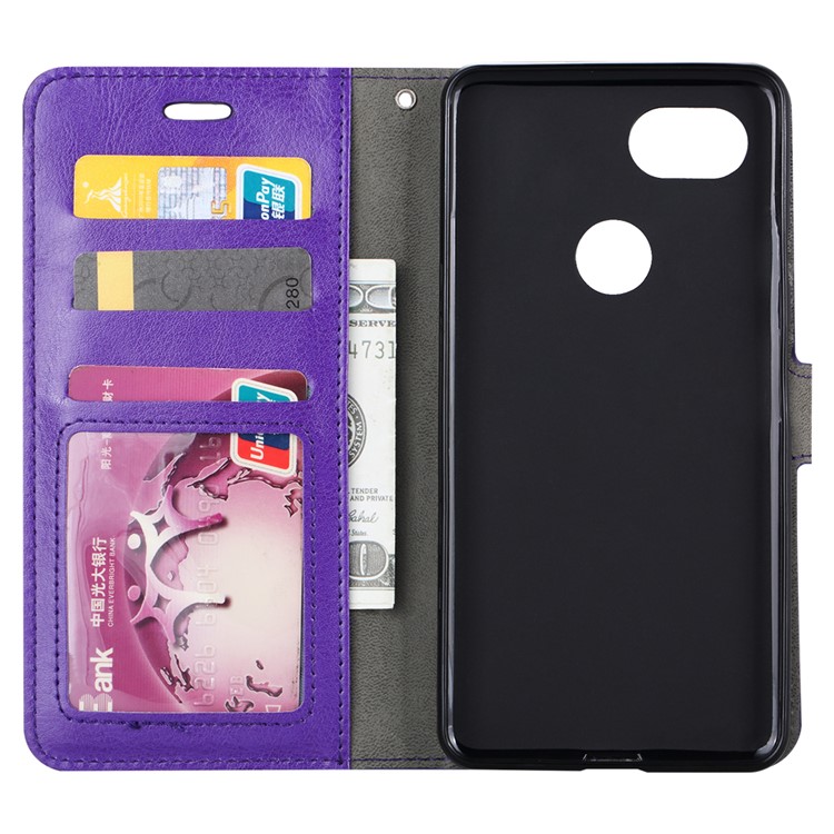 BTRCASE Crazy Horse PU Leather Wallet Case for Google Pixel 2 XL - Purple-3