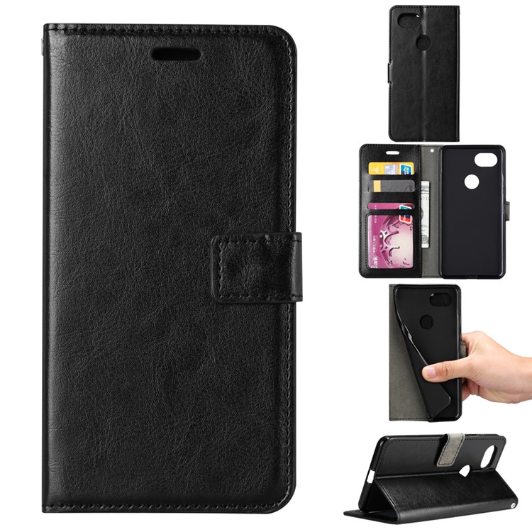 BTRCASE Crazy Horse Leather Wallet Case for Google Pixel 2 - Black-1