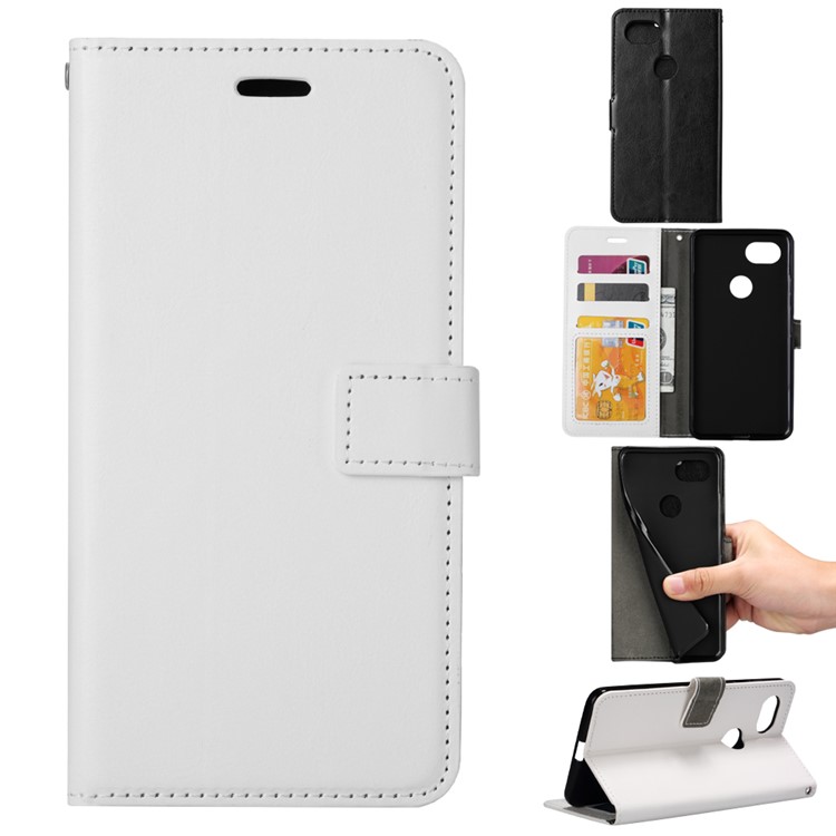 BTRCASE Crazy Horse Leather Wallet Cover for Google Pixel 2 - White-1