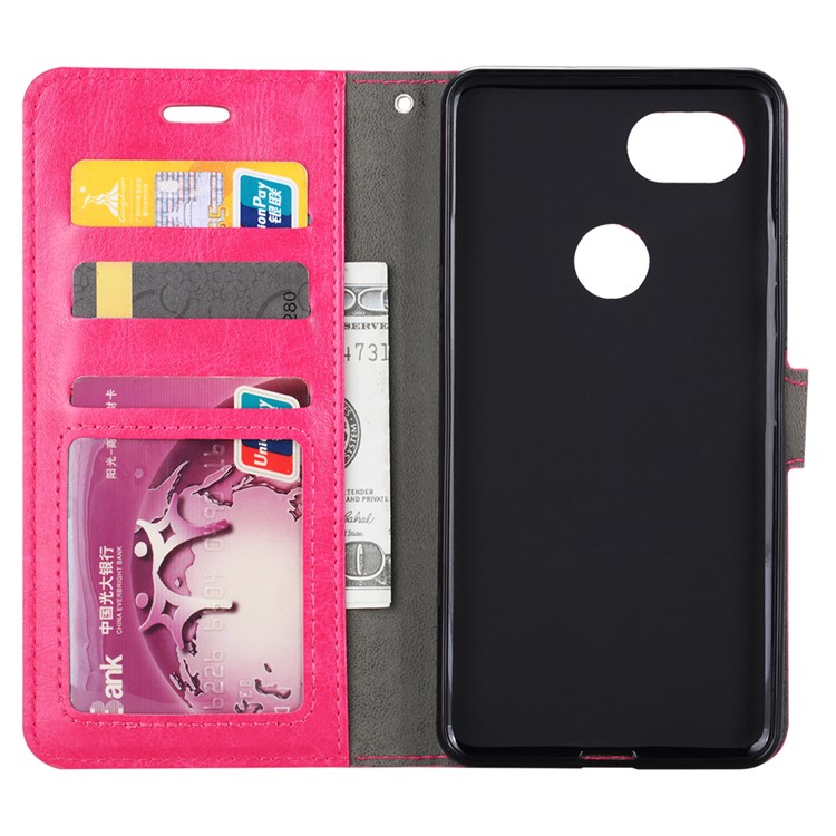 BTRCASE Crazy Horse Cell Phone Leather Wallet Case for Google Pixel 2 - Rose-2